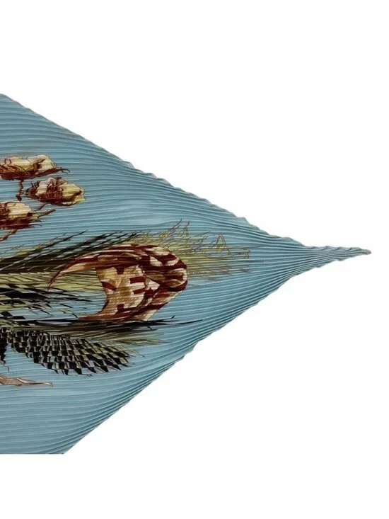 Hermes Scarf Pleated Turbans Des Reines Queen's Turban Blue - Picture 5 of 6